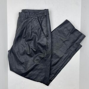 VTG 90s Leather Biker Pants Black Grunge High Rise Women's 40 Retro Punk